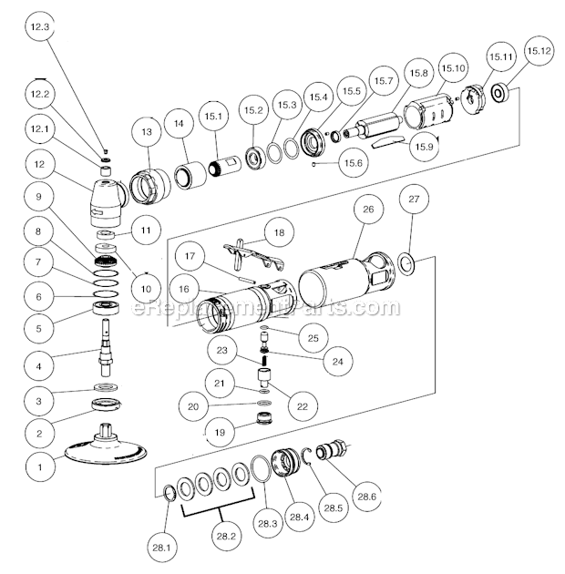 Page A Diagram and Parts List for 54421  Dynabrade Sander Polisher