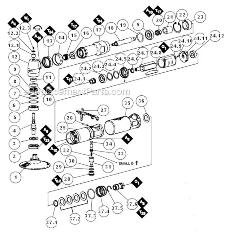Page A Diagram and Parts List for 54424  Dynabrade Sander Polisher