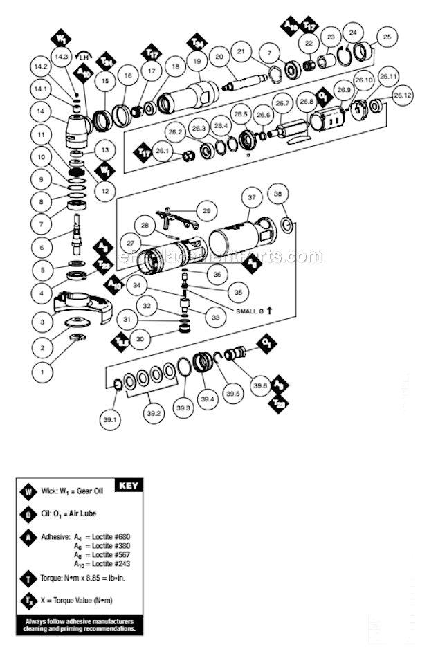 Page A Diagram and Parts List for 54793  Dynabrade Grinder
