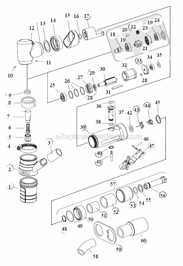 Page A Diagram and Parts List for 56723  Dynabrade Grinder