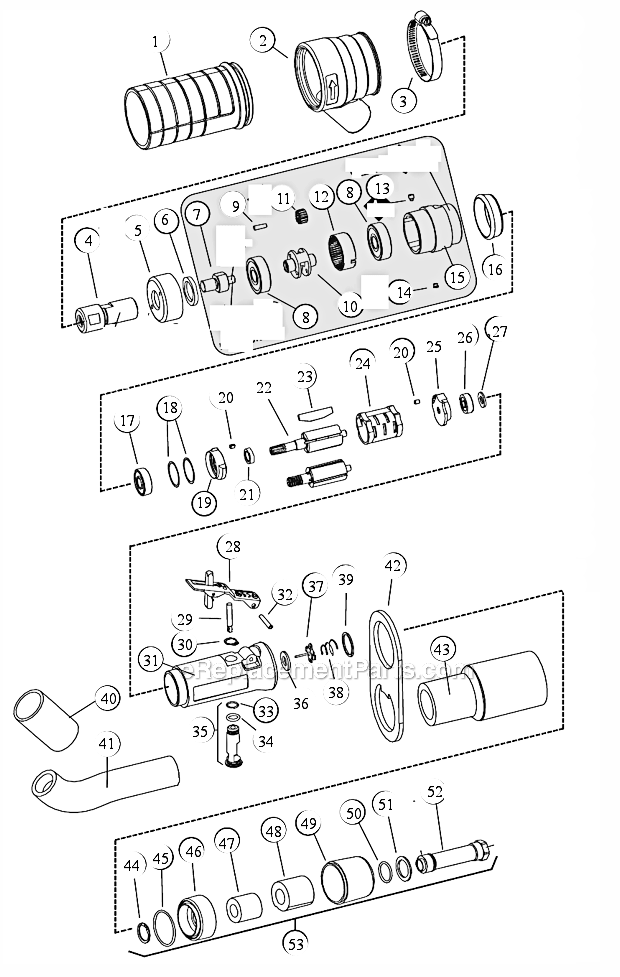 Page A Diagram and Parts List for 56751  Dynabrade Grinder