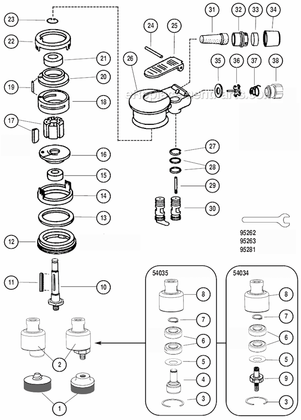 Page A Diagram and Parts List for 57502  Dynabrade Sander Polisher