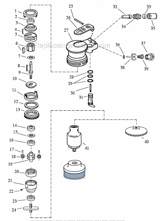 Page A Diagram and Parts List for 57551  Dynabrade Orbital or Palm Sander