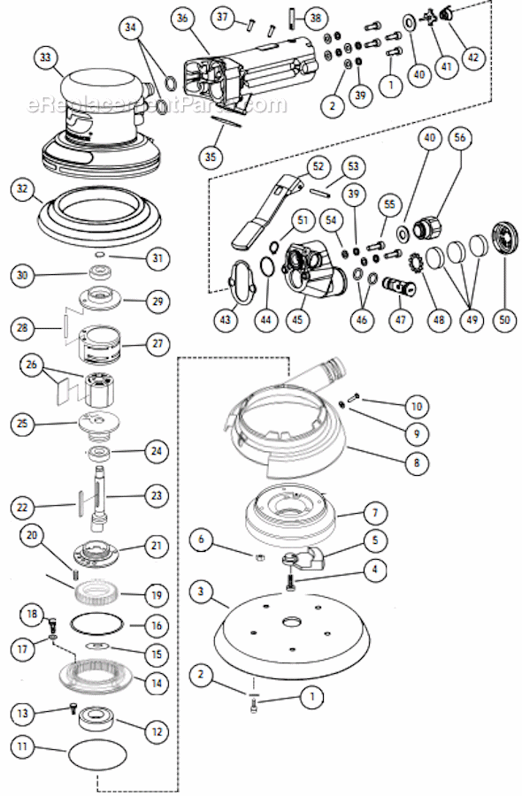 Page A Diagram and Parts List for 57704  Dynabrade Sander Polisher