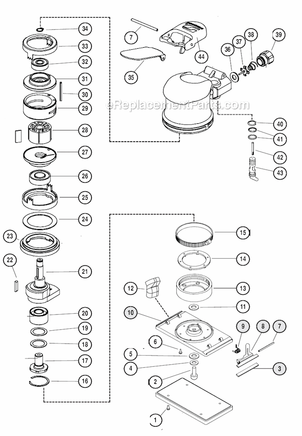 Page A Diagram and Parts List for 57801  Dynabrade Sander Polisher