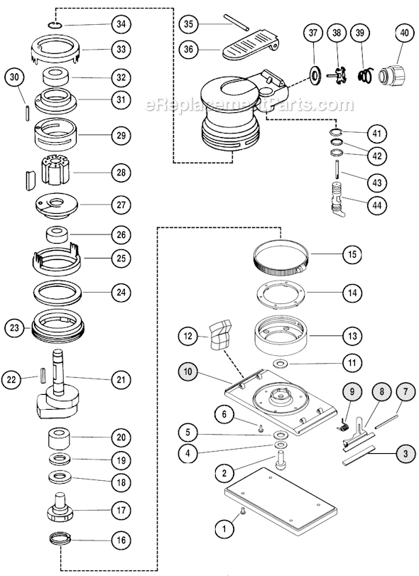 Page A Diagram and Parts List for 57813  Dynabrade Sander Polisher