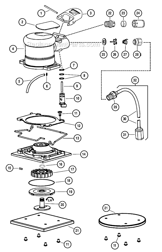 Page A Diagram and Parts List for 57927  Dynabrade Sander Polisher