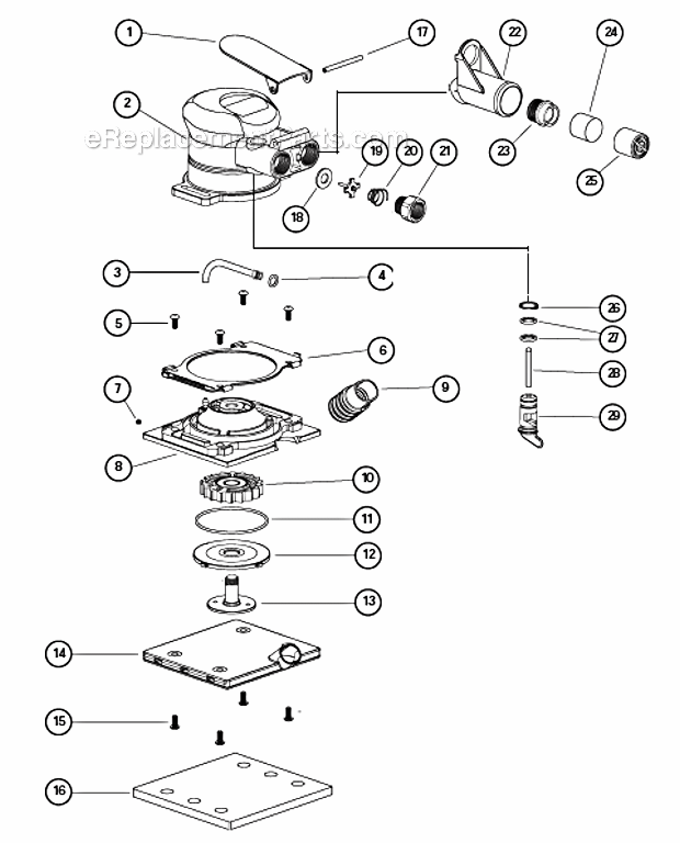 Page A Diagram and Parts List for 57929  Dynabrade Sander Polisher