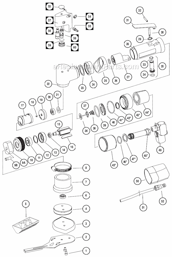 Page A Diagram and Parts List for 58010  Dynabrade Sander Polisher