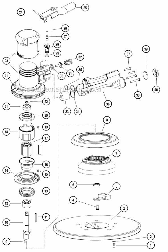 Page A Diagram and Parts List for 58041  Dynabrade Sander Polisher