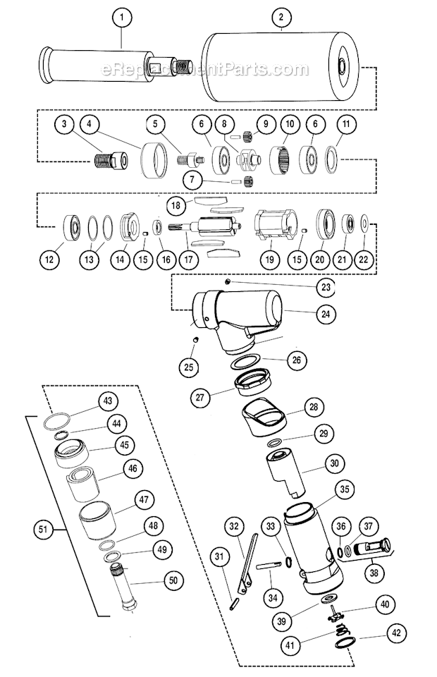 Page A Diagram and Parts List for 58050  Dynabrade Sander Polisher