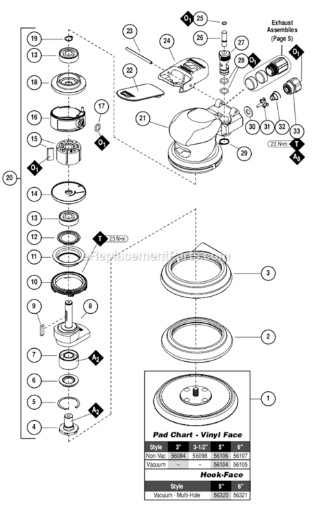 Page A Diagram and Parts List for 58052  Dynabrade Sander Polisher