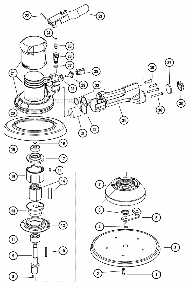 Page A Diagram and Parts List for 58411  Dynabrade Sander Polisher
