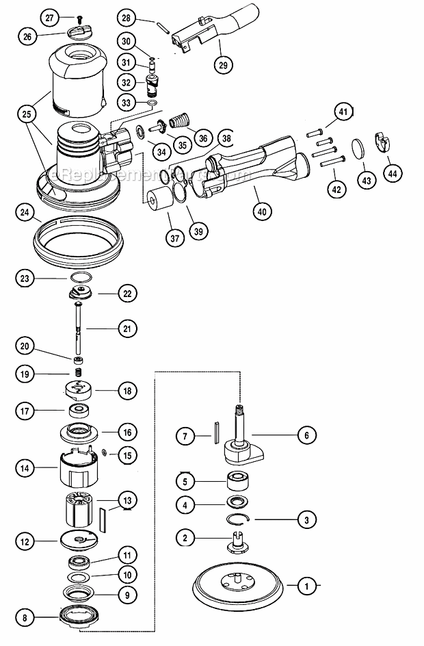 Page A Diagram and Parts List for 58436  Dynabrade Sander Polisher