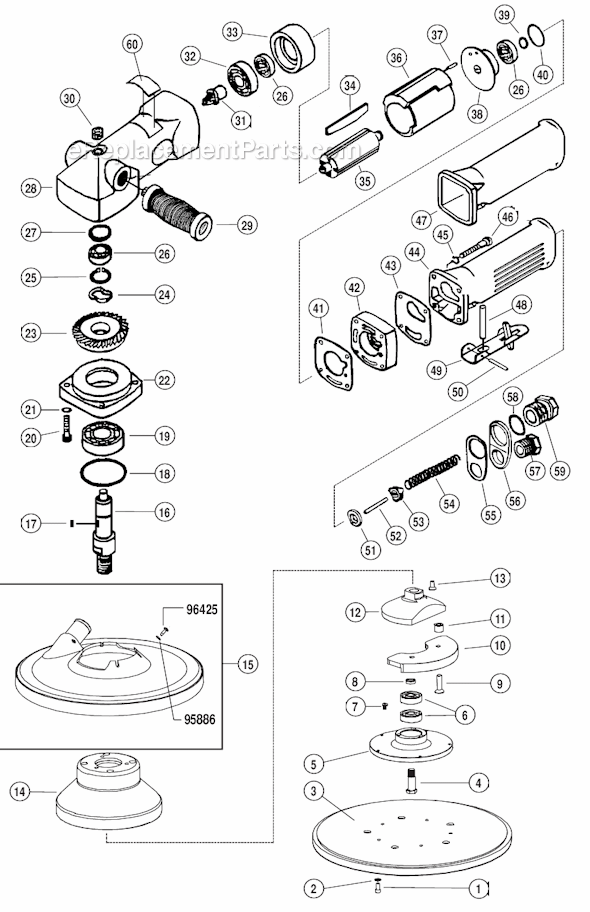 Page A Diagram and Parts List for 58485  Dynabrade Sander Polisher