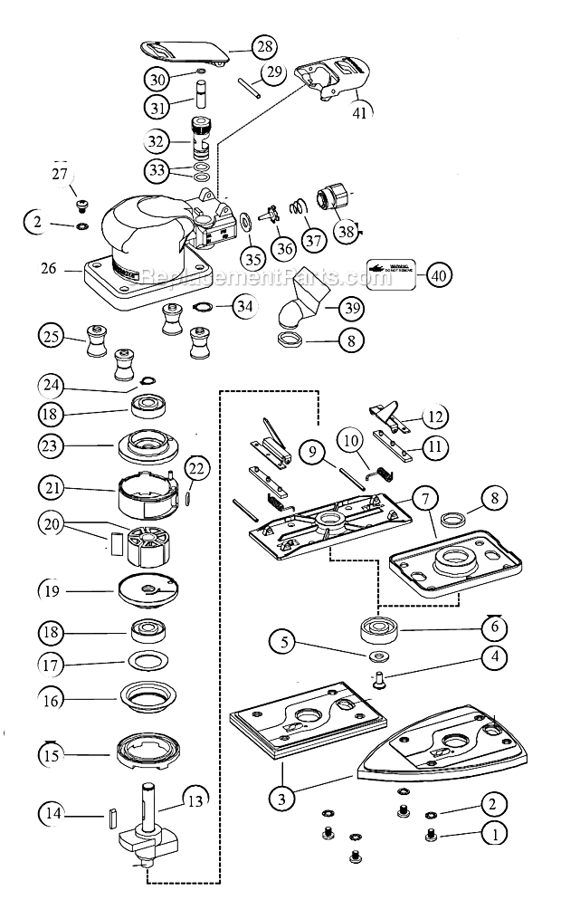 Page A Diagram and Parts List for 58509  Dynabrade Sander Polisher