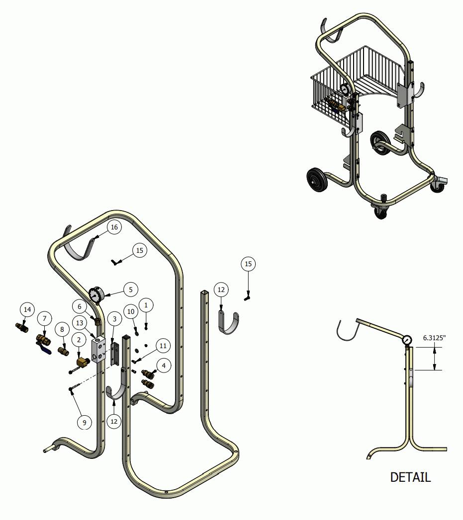 CART CONNECTION Diagram and Parts List for EXP1-20DTMFSCSA  Dynabrade Dust Collector