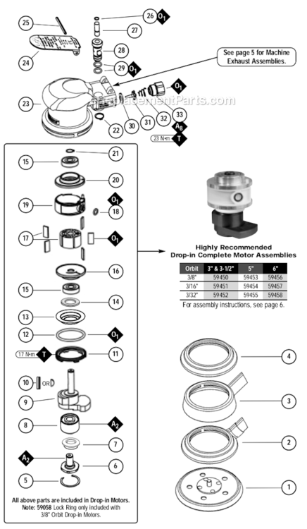 Page A Diagram and Parts List for 59006  Dynabrade Sander Polisher