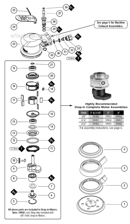 Page A Diagram and Parts List for 59011  Dynabrade Sander Polisher