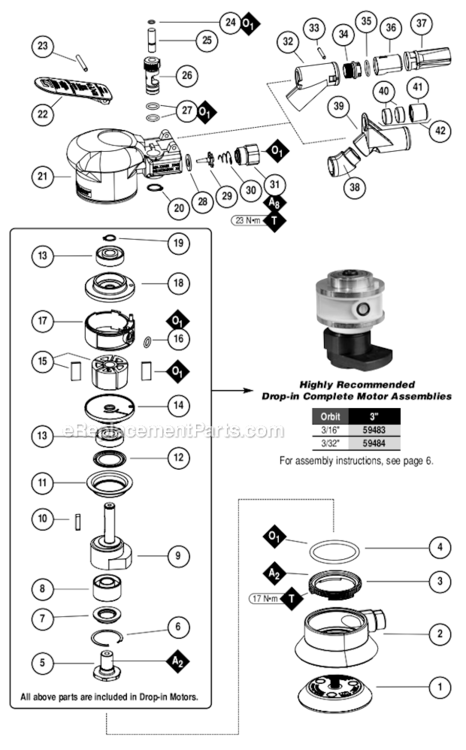 Page A Diagram and Parts List for 59118  Dynabrade Sander Polisher