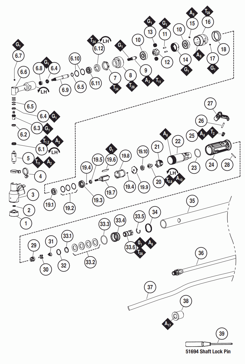 Section 1 Diagram and Parts List for 49411  Dynabrade Sander