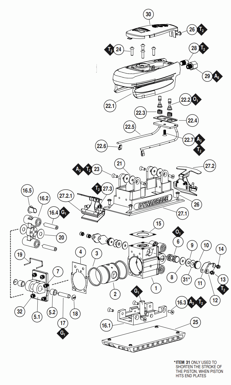 Section 1 Diagram and Parts List for 600  Dynabrade Sander
