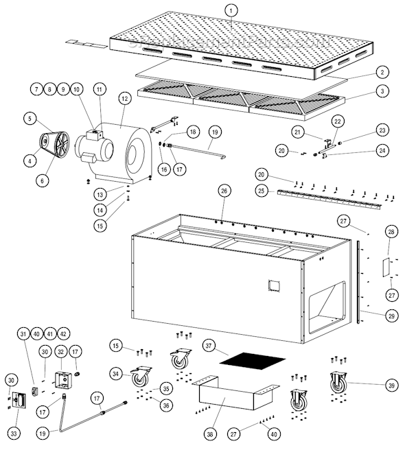 Page A Diagram and Parts List for 64208  Dynabrade Sanding Table