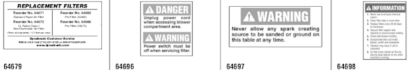 Page B Diagram and Parts List for 64492  Dynabrade Sanding Table
