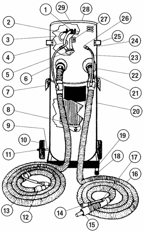 Page A Diagram and Parts List for 64625  Dynabrade Upright Vacuum