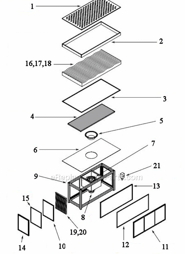 Page A Diagram and Parts List for 64656  Dynabrade Sanding Table