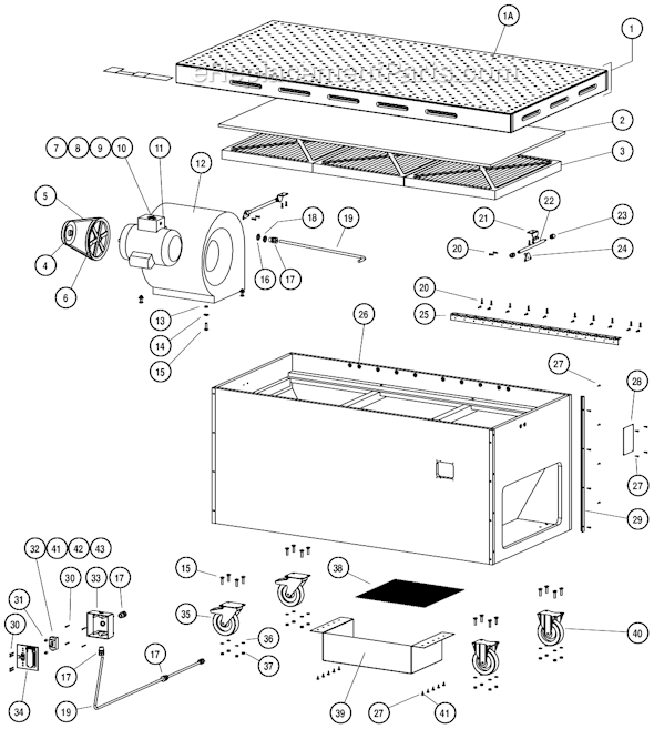 Page A Diagram and Parts List for 64699  Dynabrade Sanding Table