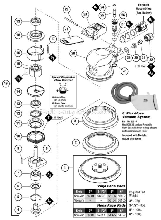 Page A Diagram and Parts List for 69026  Dynabrade Sander Polisher