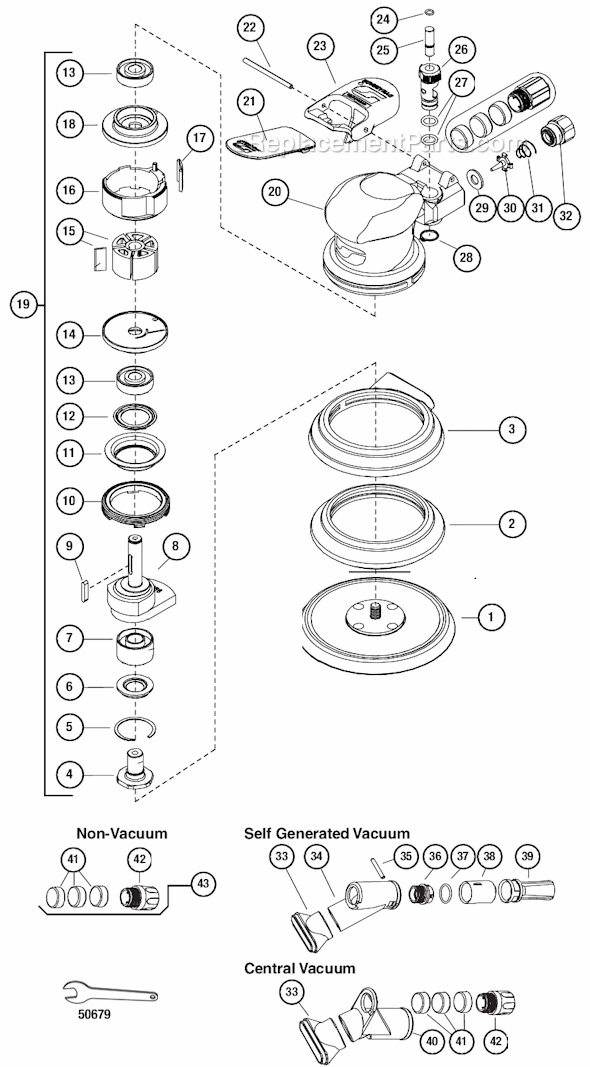 Page A Diagram and Parts List for 69103  Dynabrade Sander Polisher
