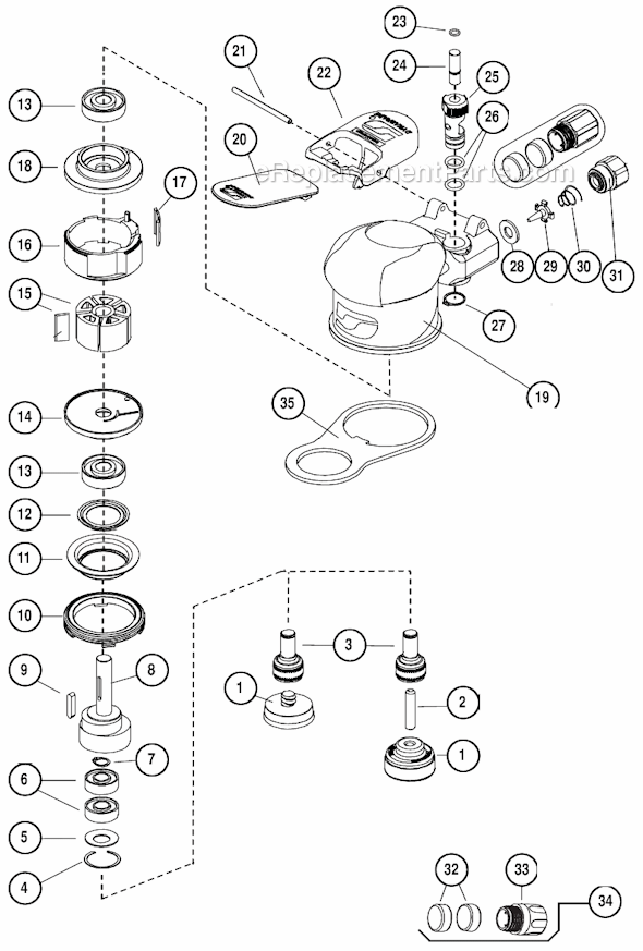 Page A Diagram and Parts List for 69504  Dynabrade Sander Polisher