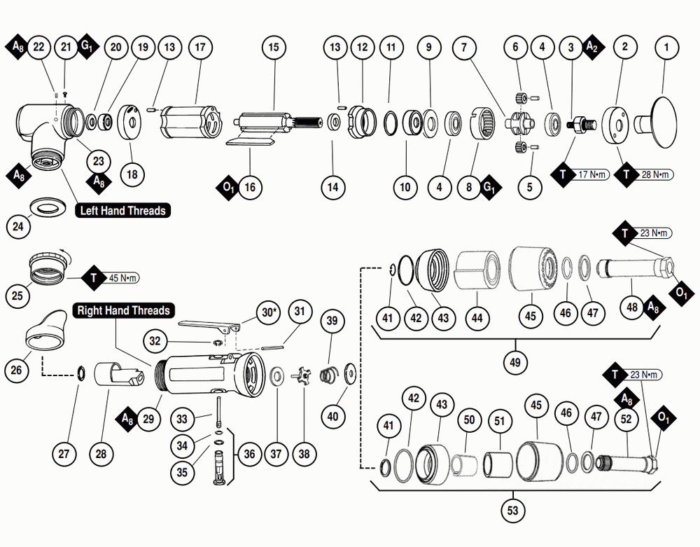 Section_1 Diagram and Parts List for 51403  Dynabrade Sander Polisher