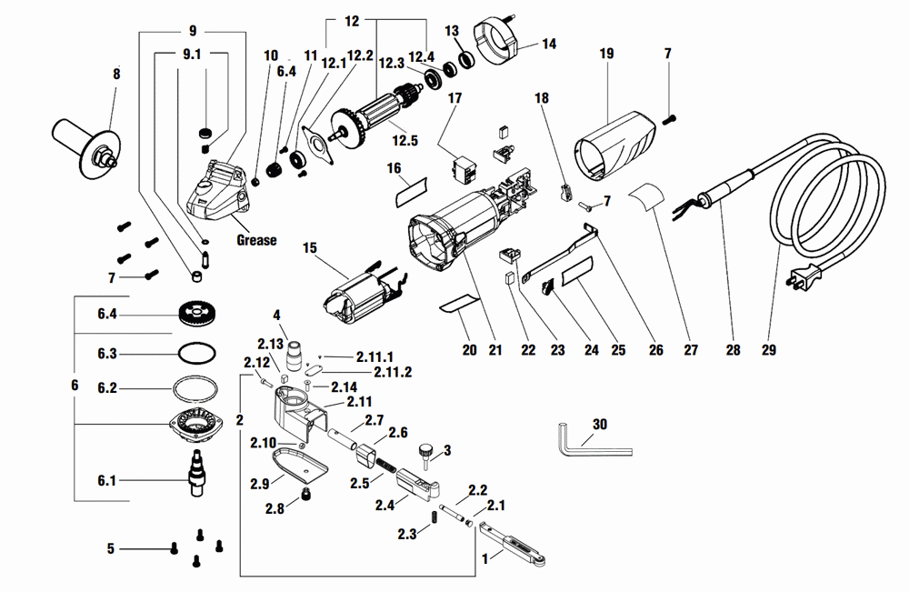 Section_1 Diagram and Parts List for 40611  Dynabrade Belt or Drum Sander