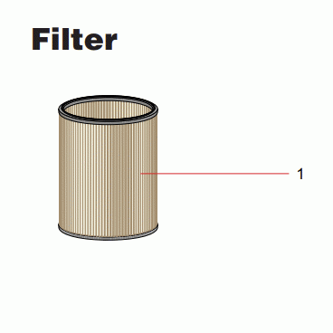 Filter Diagram and Parts List for 61408  Dynabrade Dust Collector