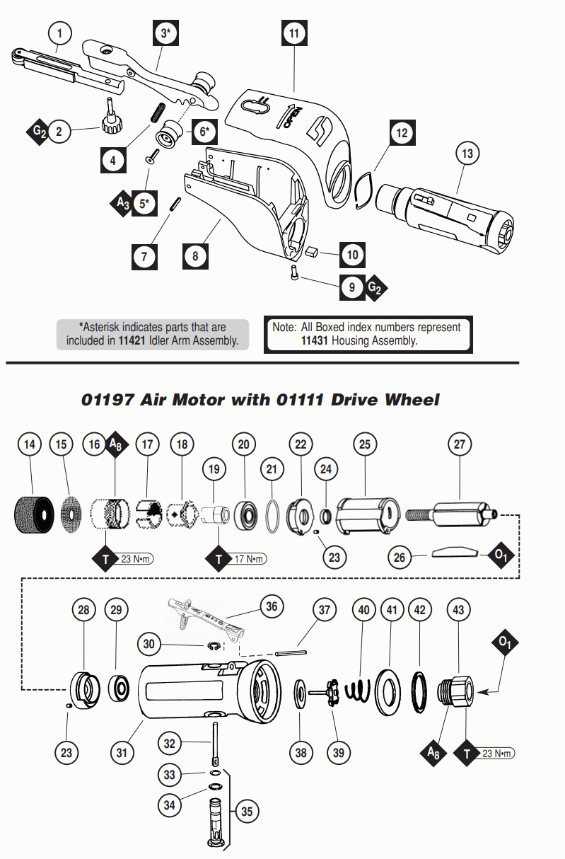 Section_1 Diagram and Parts List for 14010  Dynabrade Belt or Drum Sander