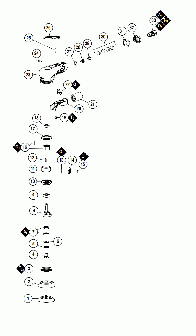 Section 1 Diagram and Parts List for X32V  Dynabrade Sander