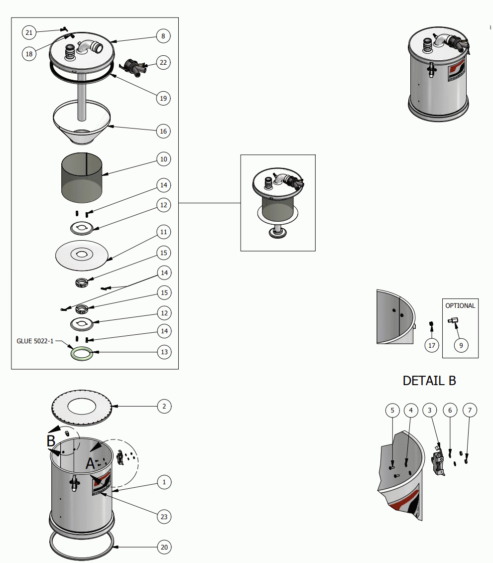 MIDDLE RING Diagram and Parts List for 61457  Dynabrade Miscellaneous