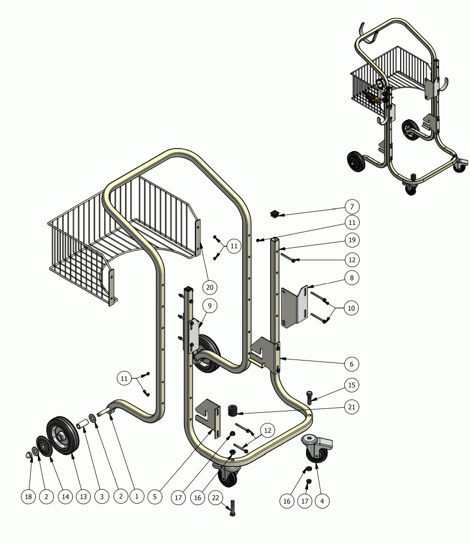 CART Diagram and Parts List for EXP1-20DTMFSCSA  Dynabrade Dust Collector