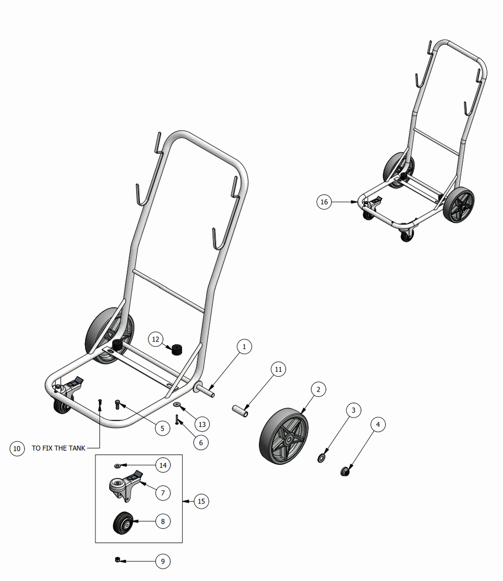 Cart Diagram and Parts List for AVSD-40L  Dynabrade Dust Collector