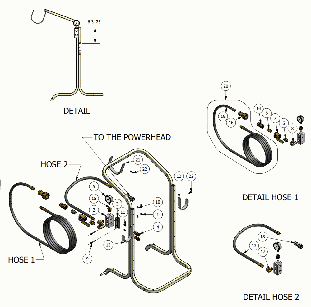 HOSE CONNECTION Diagram and Parts List for SS-20DTMFS  Dynabrade Dust Collector