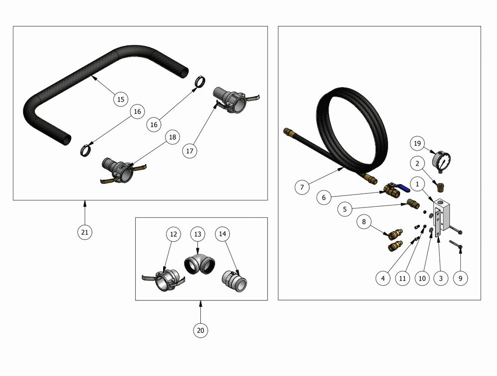 CONNECTING KIT Diagram and Parts List for IT-85L  Dynabrade Dust Collector