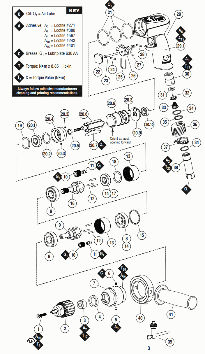 Section 1 Diagram and Parts List for 52772  Dynabrade Drill