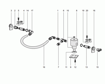 Pneumatic Tool Supply Line Diagram and Parts List for 61403  Dynabrade Dust Collector