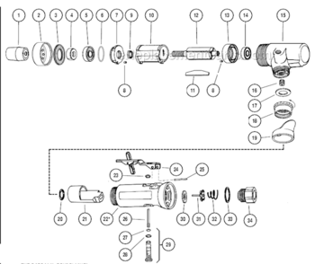 Part Location Diagram of 01975 Dynabrade Housing Assembly