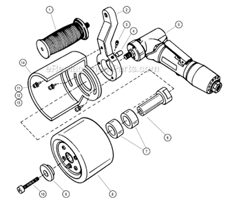 Main Assembly Diagram and Parts List for 13301  Dynabrade Sander Polisher