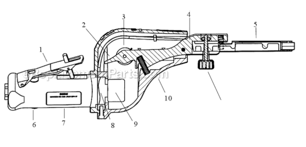 Assembly Diagram and Parts List for 14000  Dynabrade Bandfile