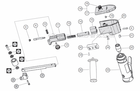Main Assembly Diagram and Parts List for 15360  Dynabrade Bandfile